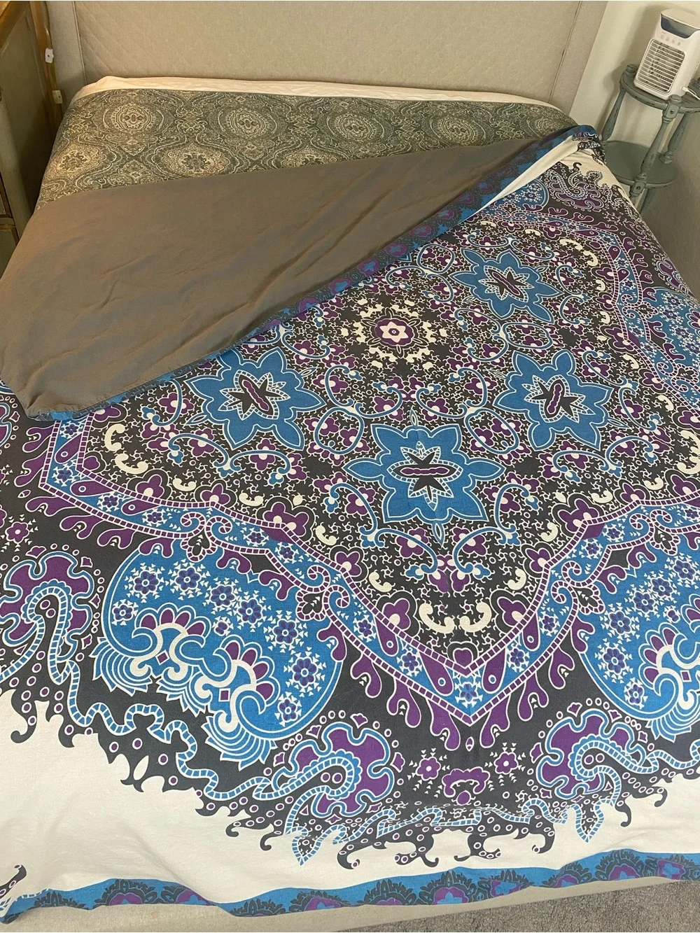 Bohemian Medallion Quilt Cover - Multicolor (Blue, Purple)